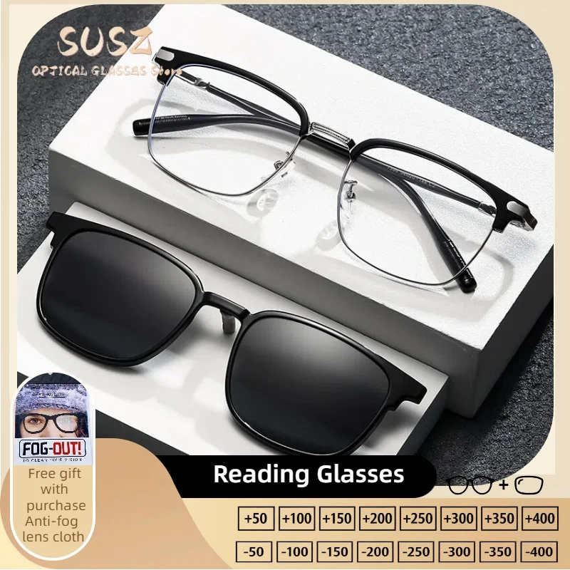SUSZ Fashion Minimalist Magnet Clip  Polarized Sunglasses Women Optical Anti Blue Ray Myopia Progressive Prescription Eyeglasses