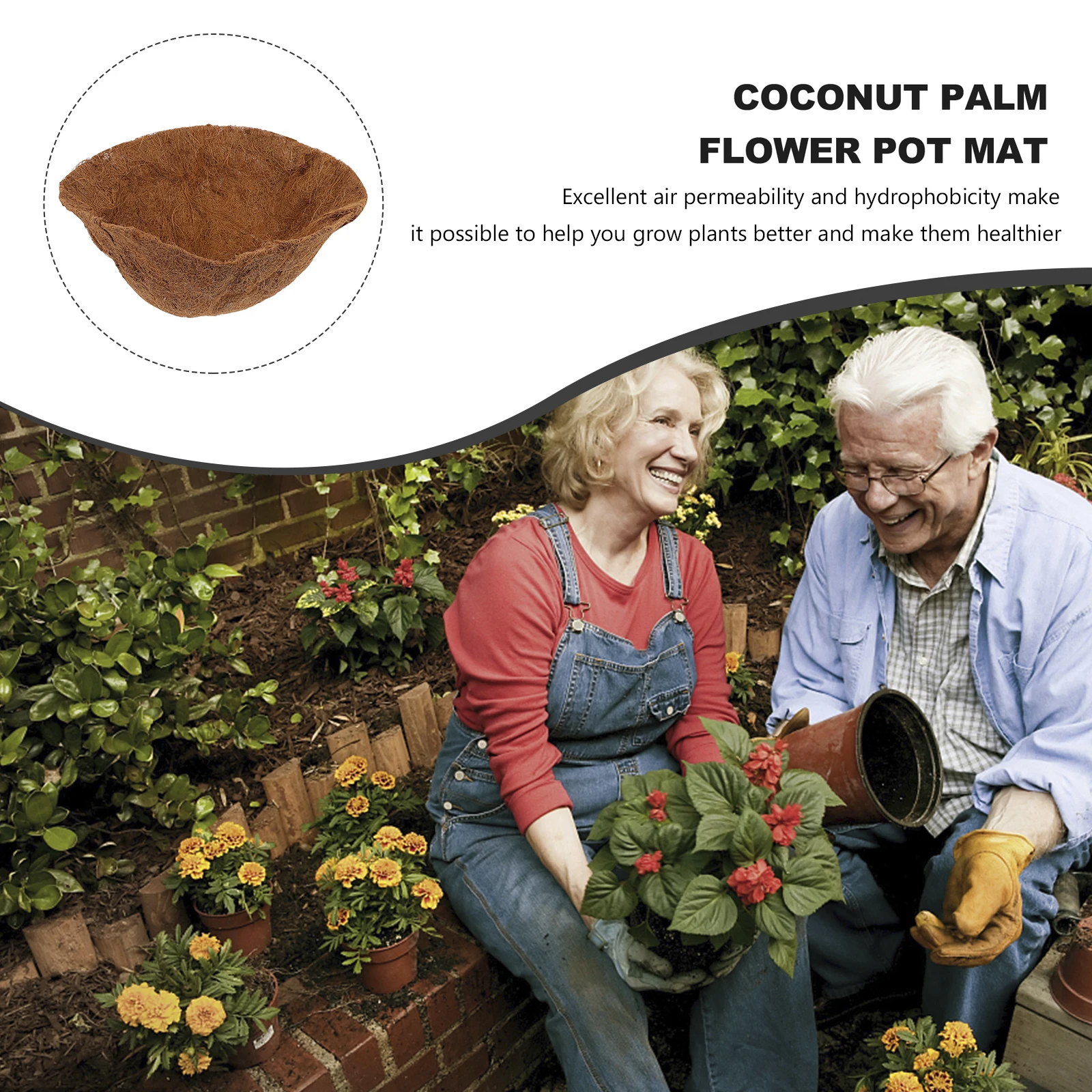 

Half Ball Shape 40cm Coir Liner Coconut Fiber Mat Flower Pot Cushion Plant Basket Latex Durable Gardening for