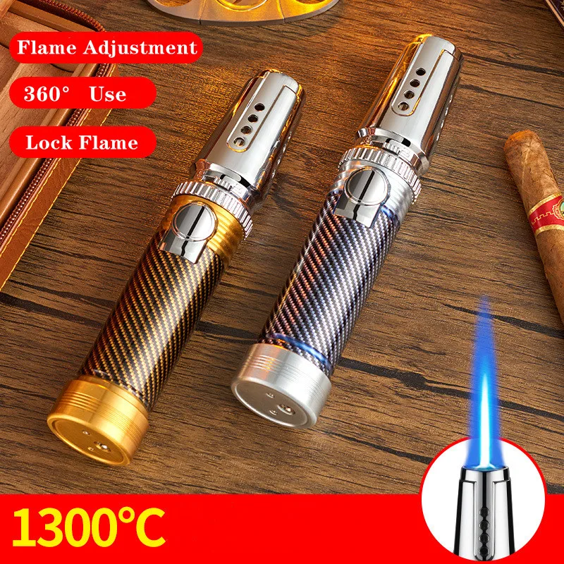 Outdoor Camping Windproof Butane Gas Lighter Turbo Blue Flame Jet Spray Gun Kitchen Barbecue Baking Welding Cigar Lighters Tools