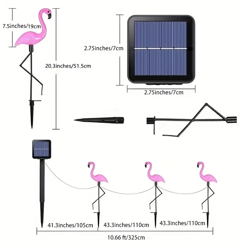 3 szt. Zewnętrzne światła solarne flaminga ogrodowa z kołkiem wodoodporna ścieżka do trawnika ścieżka krajobrazowa ozdobna Lig