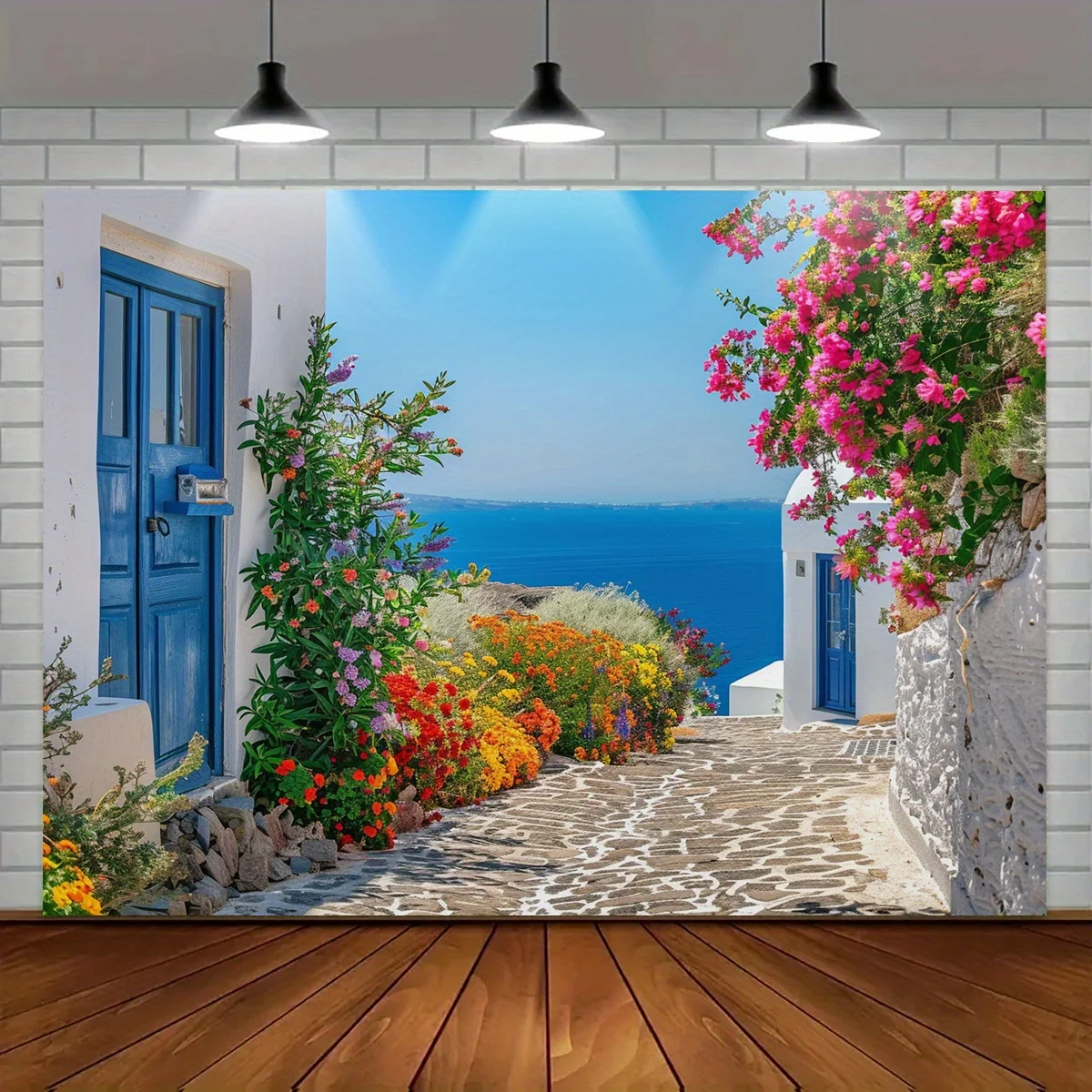 Santorini Island Background Banner - No power required, versatile for celebrations and decorations - Image 2