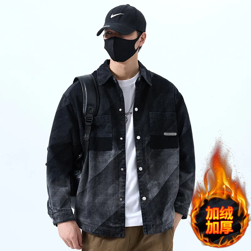 Autumn New Fashion Men's Casual Denim Cotton Jacket Loose Long Sleeve Jacket Mens Shirts Men Clothing
