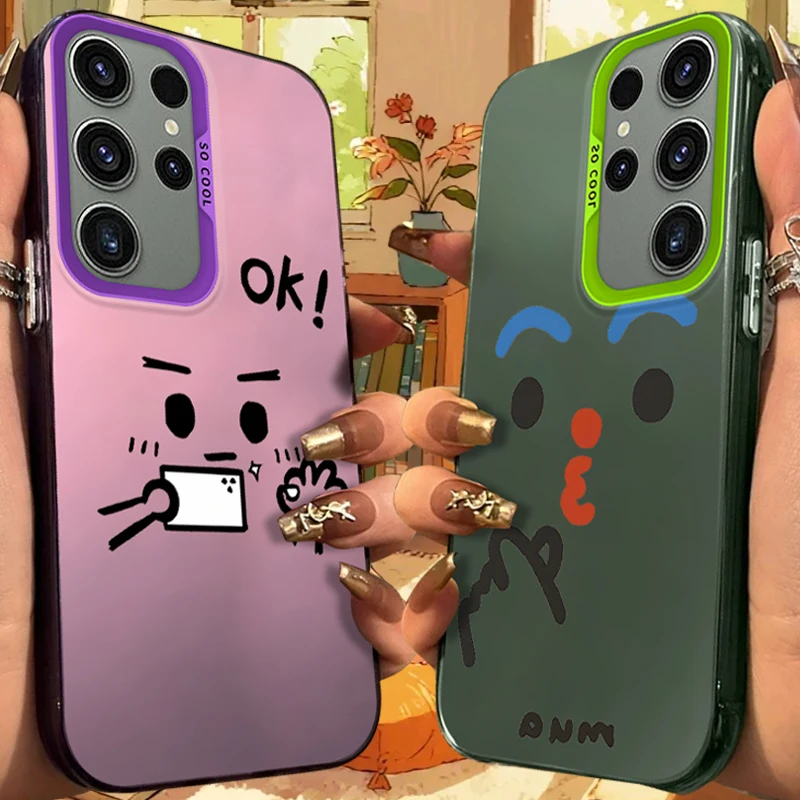 Playful Expression Frosted Case for Samsung Galaxy S25 S24 S23 S22 Ultra S21 Plus S20 FE A73 A72 A71 A56 A55 A54 Acrylic Cover
