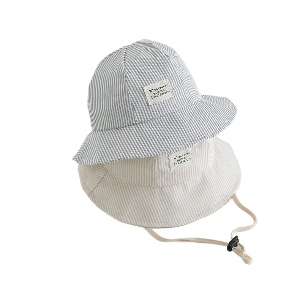 

New Panama Summer Striped Children Bucket Hat Baby Boys and Girls Beach Sun Hat Cotton Toddler Sun Cap Kids UV Protection Cap