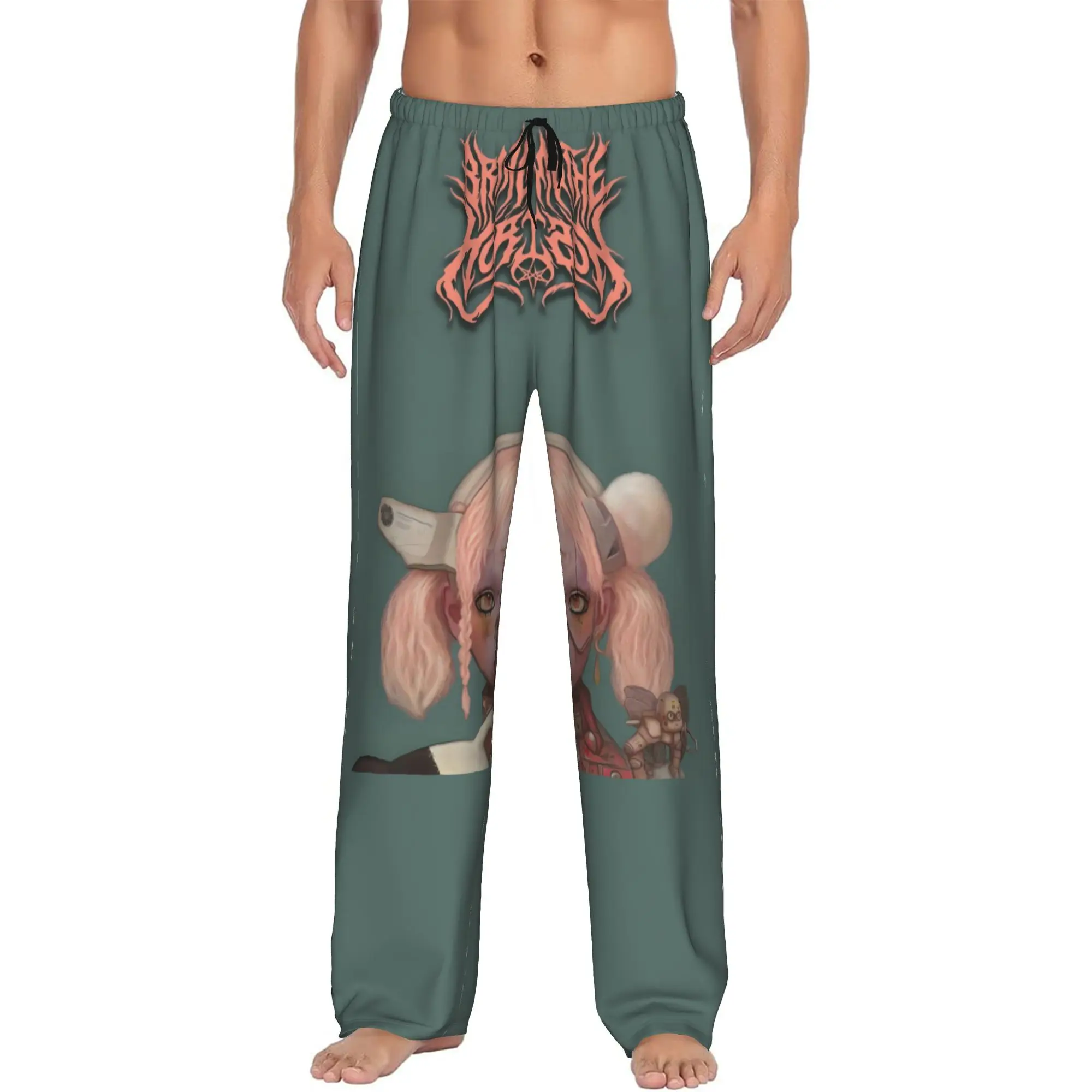 Custom Bring Me Horizones Pajama Pants Sleepwear for Men Elastic Waistband Rock Band Sleep Lounge Bottoms with Pockets
