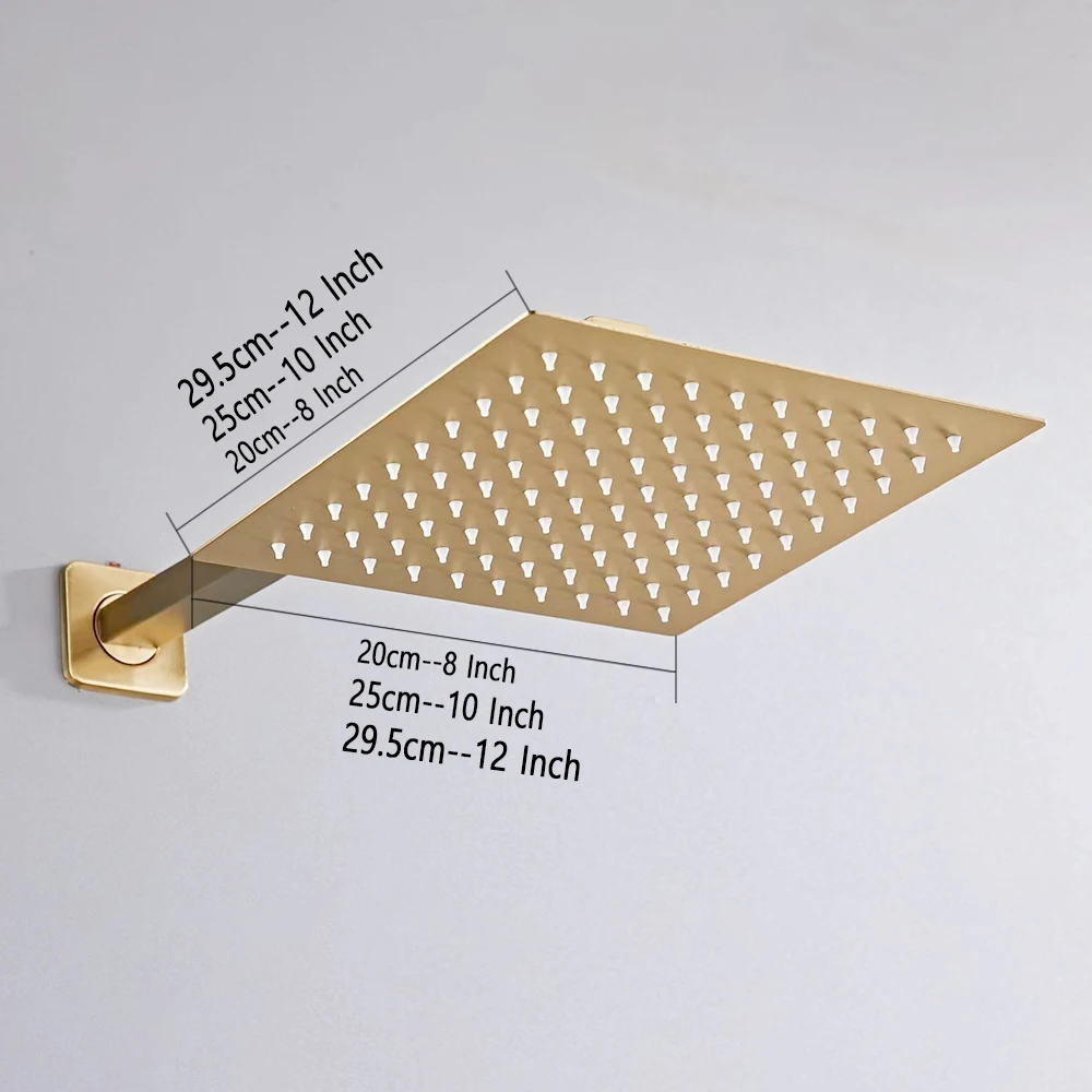 Imagem -05 - Luxo Escovado Ouro Escondido Sistema Chuveiro Banheiro Latão Quente Frio Misturador Chuveiros Torneira Conjunto 20 25 29cm Modos Conjuntos de Chuveiro de Chuva Wall Mounted Pressurização Banheira Teto Shower Faucet s
