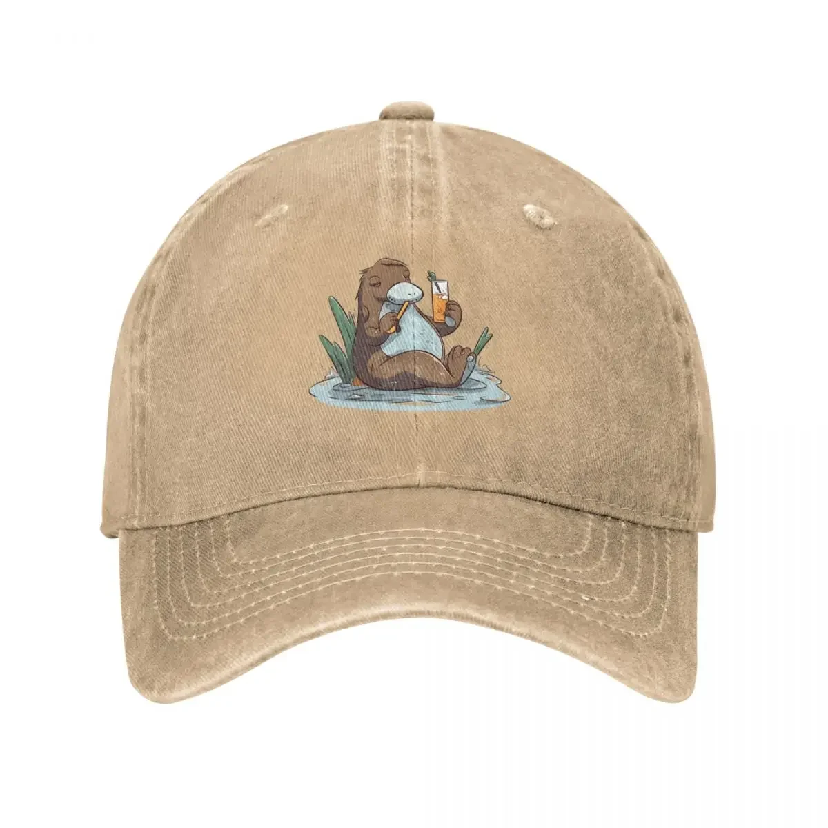 Platypus Chilling At The Pool Holding Beer Cute Baseball Cap Beach Bag fishing hat Icon Elegant Women's Hats Men's