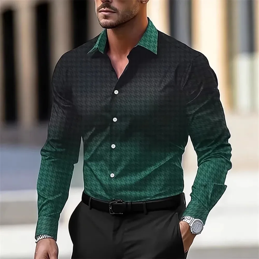 

Spring Autumn New 100% Polyester Men Casual Lapel Long Sleeve Shirt