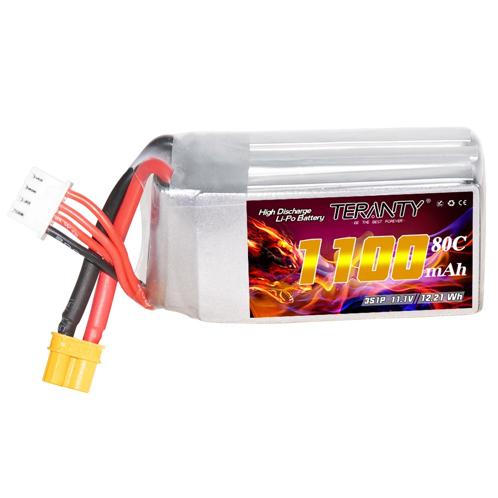 TREANTY 3S 11.1V 1100mAh 80C/160C LiPo Battery For TINY8X Blade Inductrix FPV QX2 120S Beta75S Drone With XT30 Plug Battery