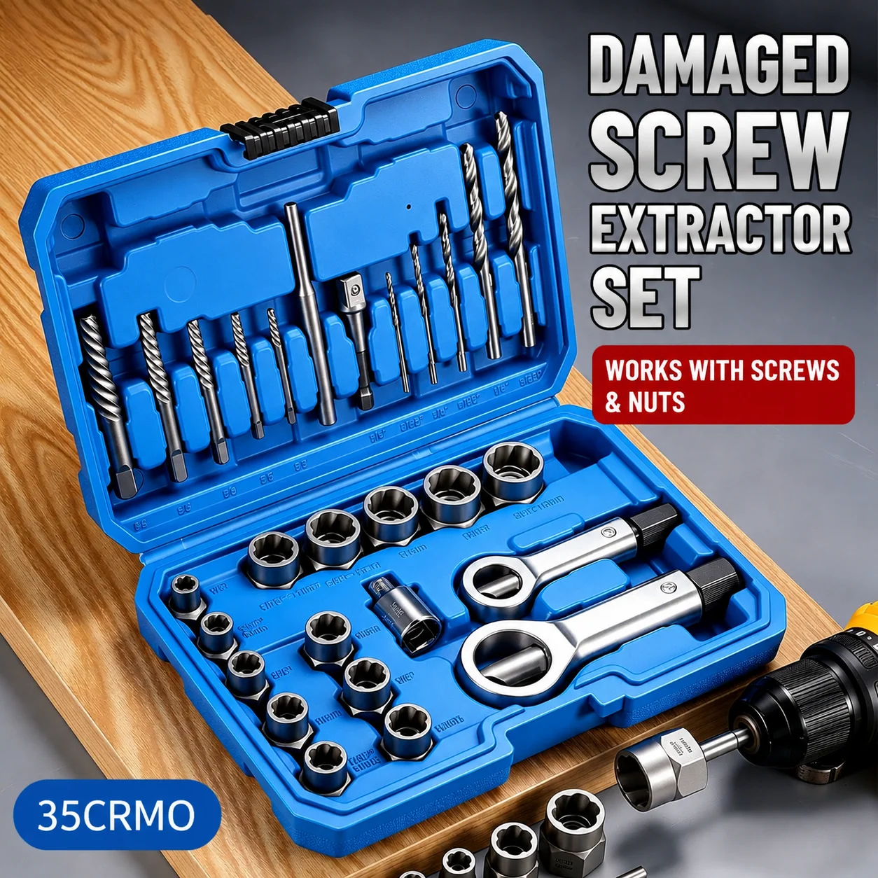 High Torque Bolt Extractor Socket Set Damaged Nut Remover Tool for Rusted Stripped Broken Bolts Auto Repair