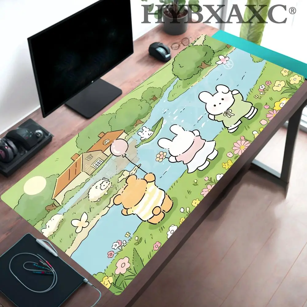 

HYBXAXC Gaming keyboardpad Office Soft Non-Slip Carpet Rubber Mice Pad New Models Cute Rabbit Pink Anime Mousepad Home HD Print