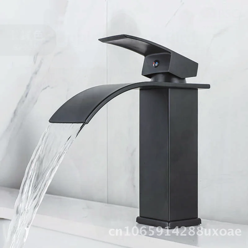 

LED Luminous Copper Basin Faucet Waterfall Bathroom Sink Single Hole Cross-Border Wholesale Luxury Inspired Mixed Faucet