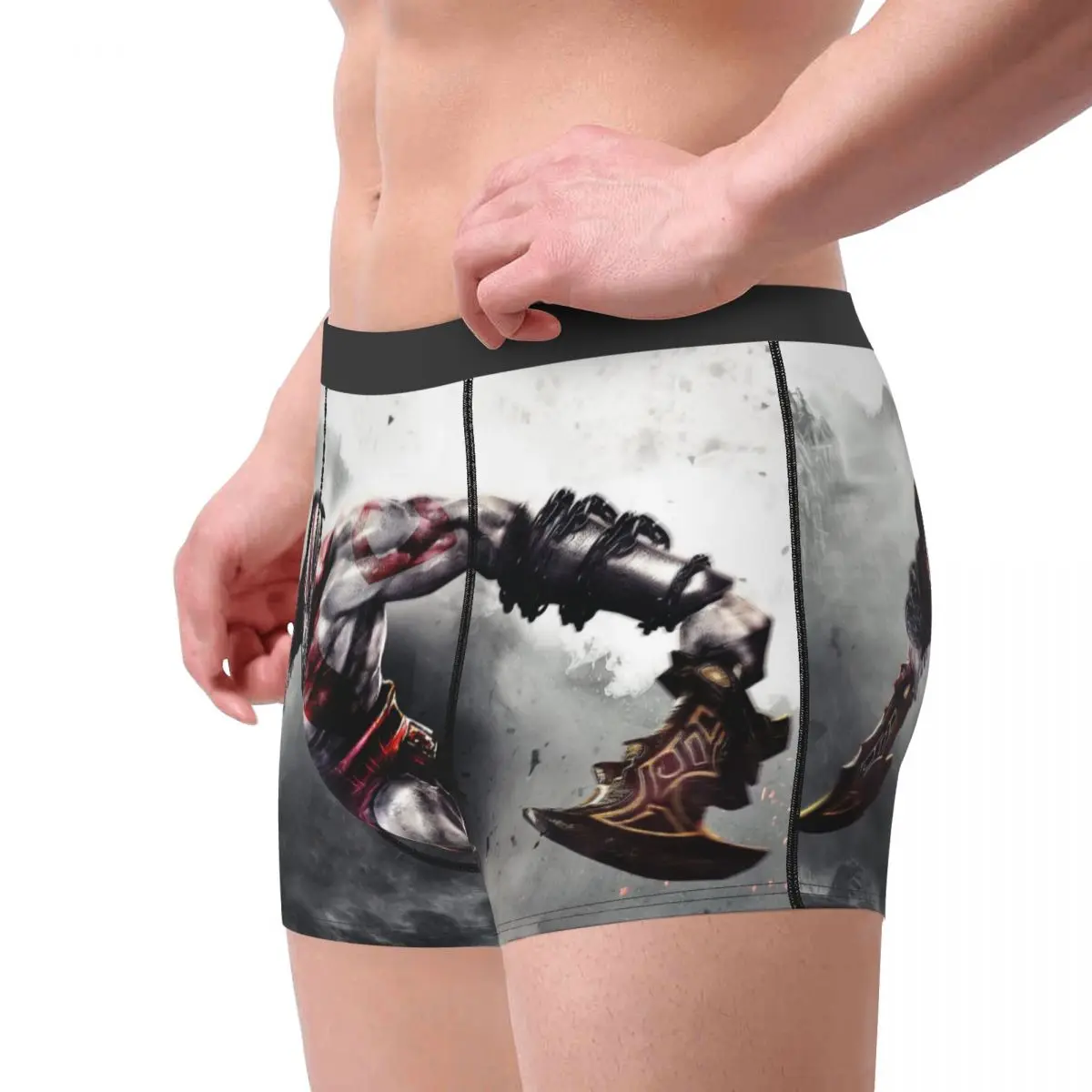 Men God Of War Kratos Boxer Shorts Panties Soft Underwear Adventure Warrior Male Sexy Plus Size Underpants