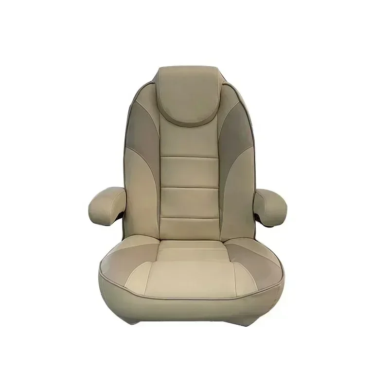 Marine Seat High Back Adjustable Backrest Boat Captain Seat with Arm Rest and Bolster PU Waterproof Marine Chair Without Base