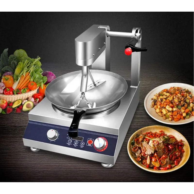 Commercial Electric Smart Rolling Food Wok Machine Automatic Stir Fry Restaurant Serving Stainless Steel Multi-Stirring Pan