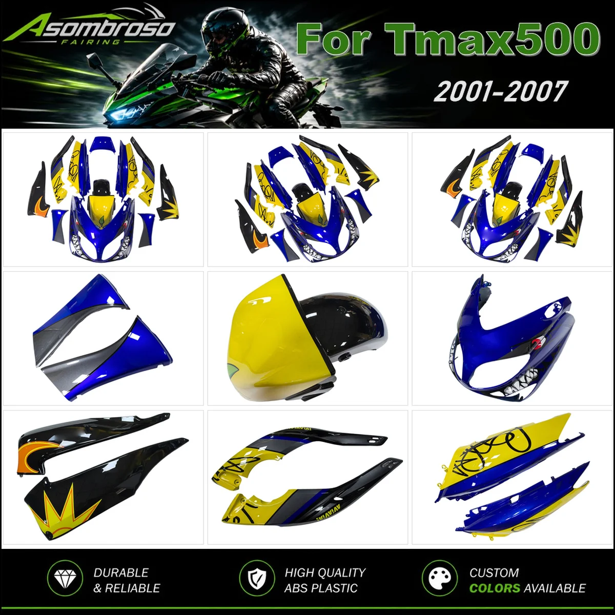 Scooter-Verkleidungen passend für Yamaha TMAX 500 2001-2007 ABS-Spritzguss-Kunststoff-Bodykit-Verkleidungen Ersatzteile T-MAX500