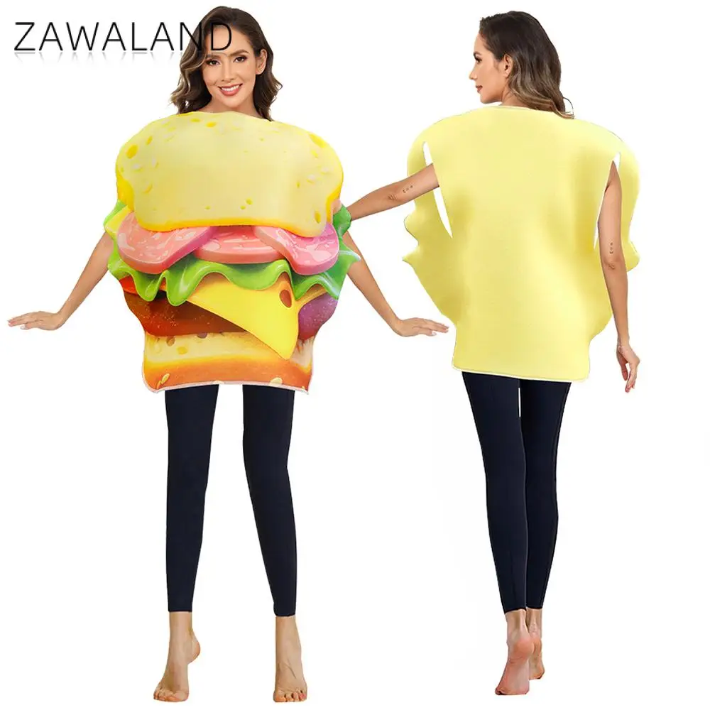 

Zawaland Creative Sandwich Costume Food Themed Party Wear Adult Halloween Carnival Top Woman Man Festival Outfit Disguise Wear