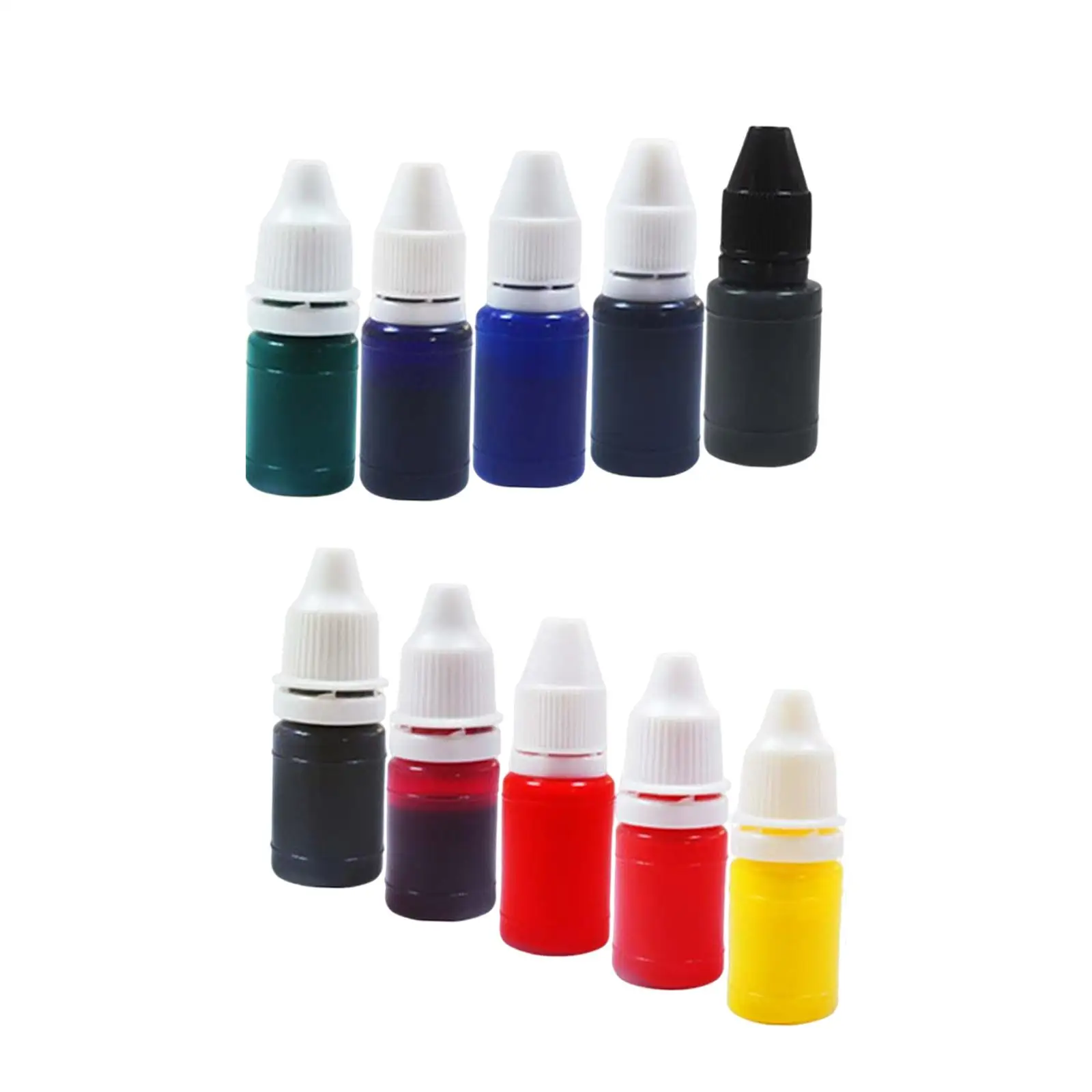 10Pcs 7ml Premium Stamp Refill Flash Refill Ink, Orange, Green, Blue, Brown, Pink, Yellow, Purple, Black Color Wood