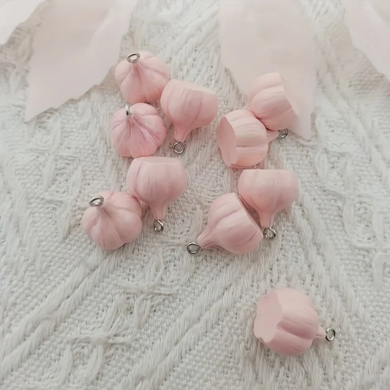 10pcs resin 3D garlic vegetable pendant, DIY jewelry making earrings, keychain accessories