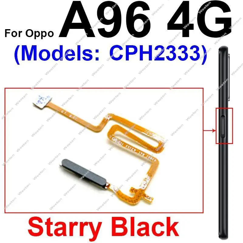 For OPPO A92 A92S A96 A98 4G Fingerprint Sensor Flex Cable Power Buttons Touch Sensor Side Fingerprint Flex Ribbon Parts