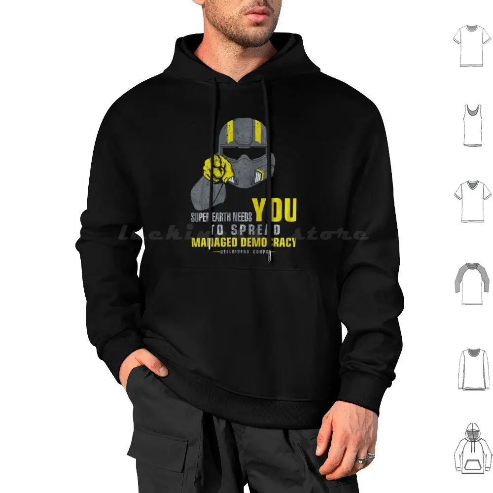 ( Original Artist ) Helldivers-Managed Hoodie cotton Long Sleeve Games Videogames Helldivers Tea Liberty Humor