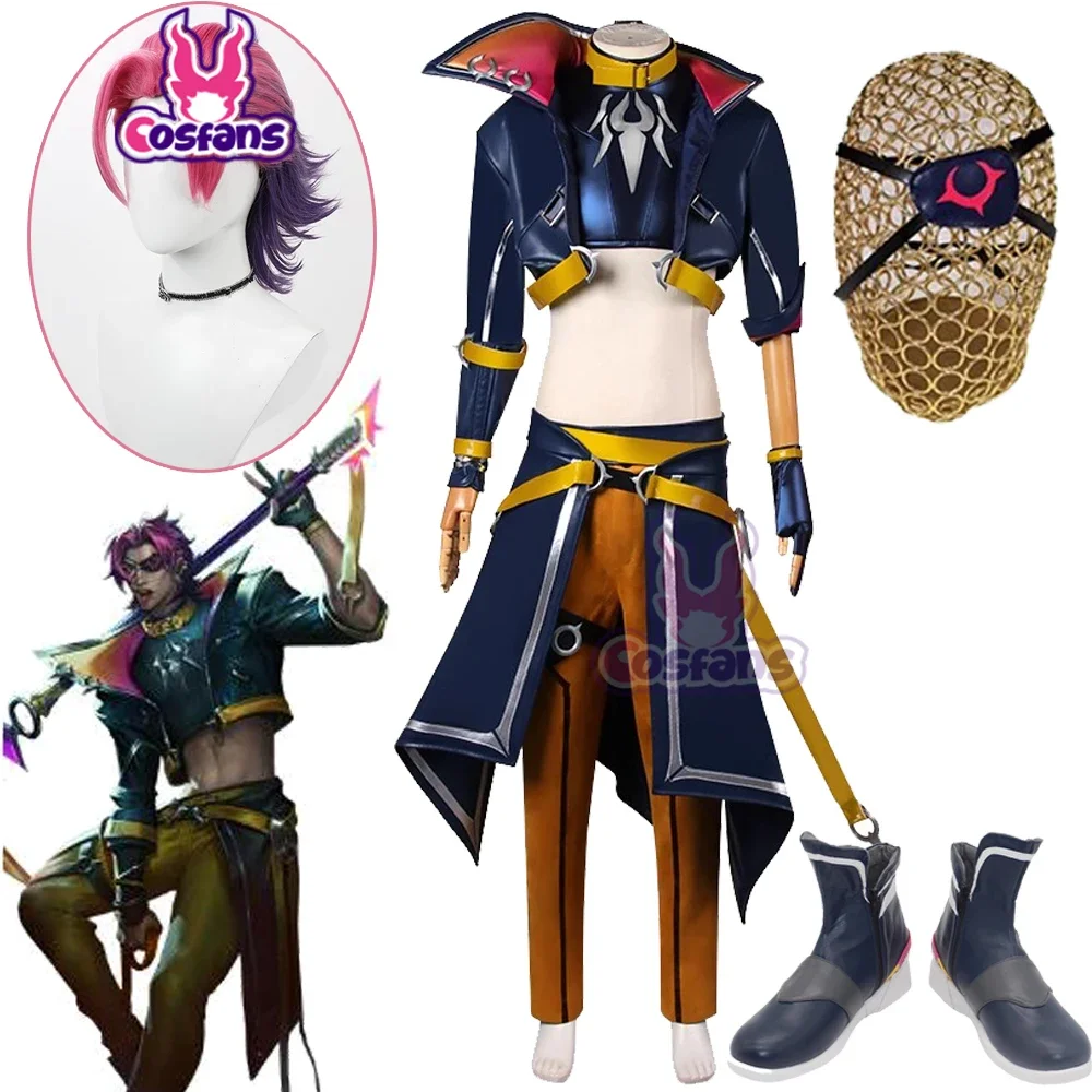 

LOL HEARTSTEEL Kayn Cosplay Costume LOL Adult Men Roleplay Outfits Male Kayn Uniform Halloween Full Set with Eye Mask