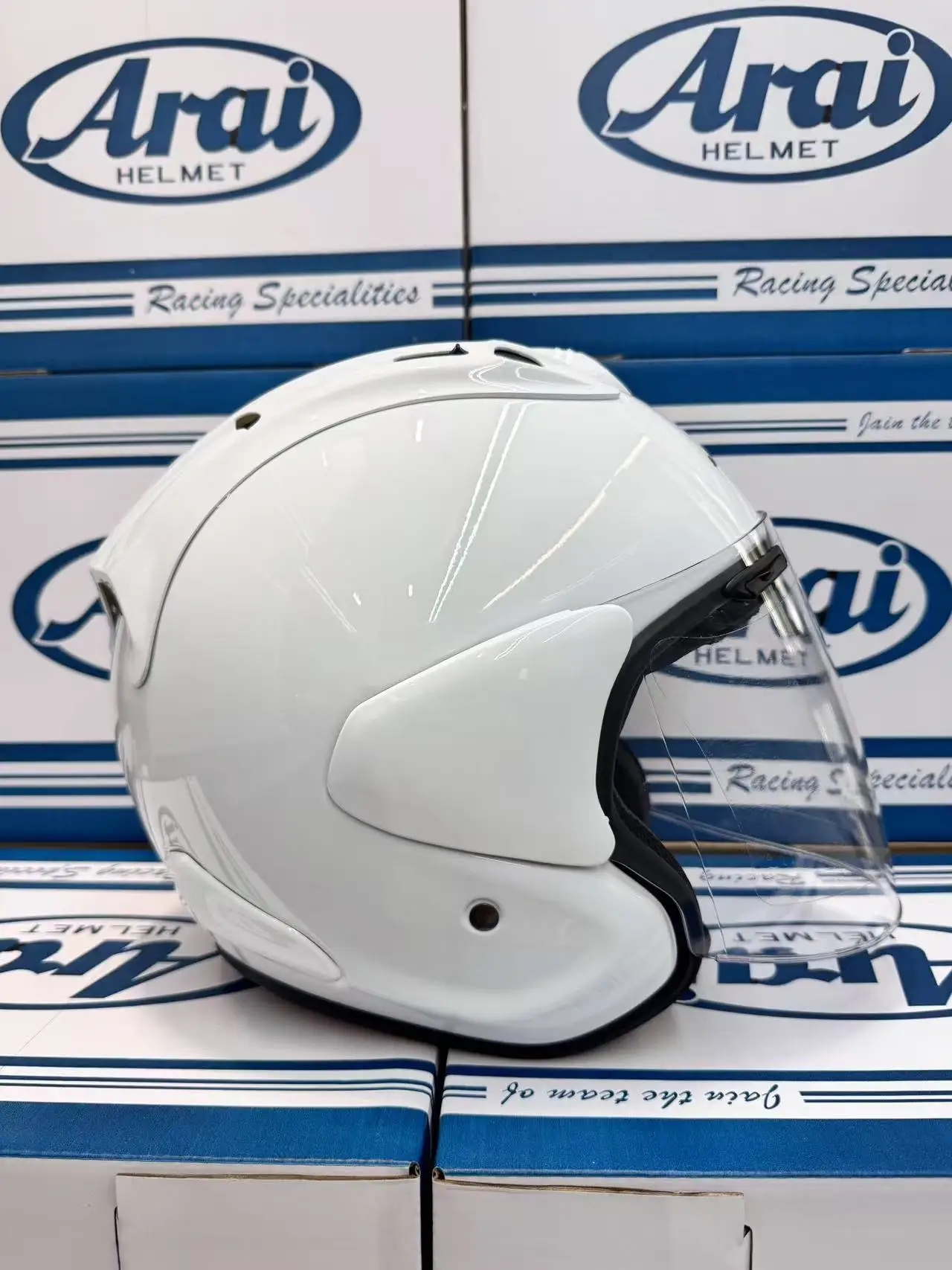Open Face Helmet VZ RAM 4 Glossy White 3/4 Helmet Off Road Racing