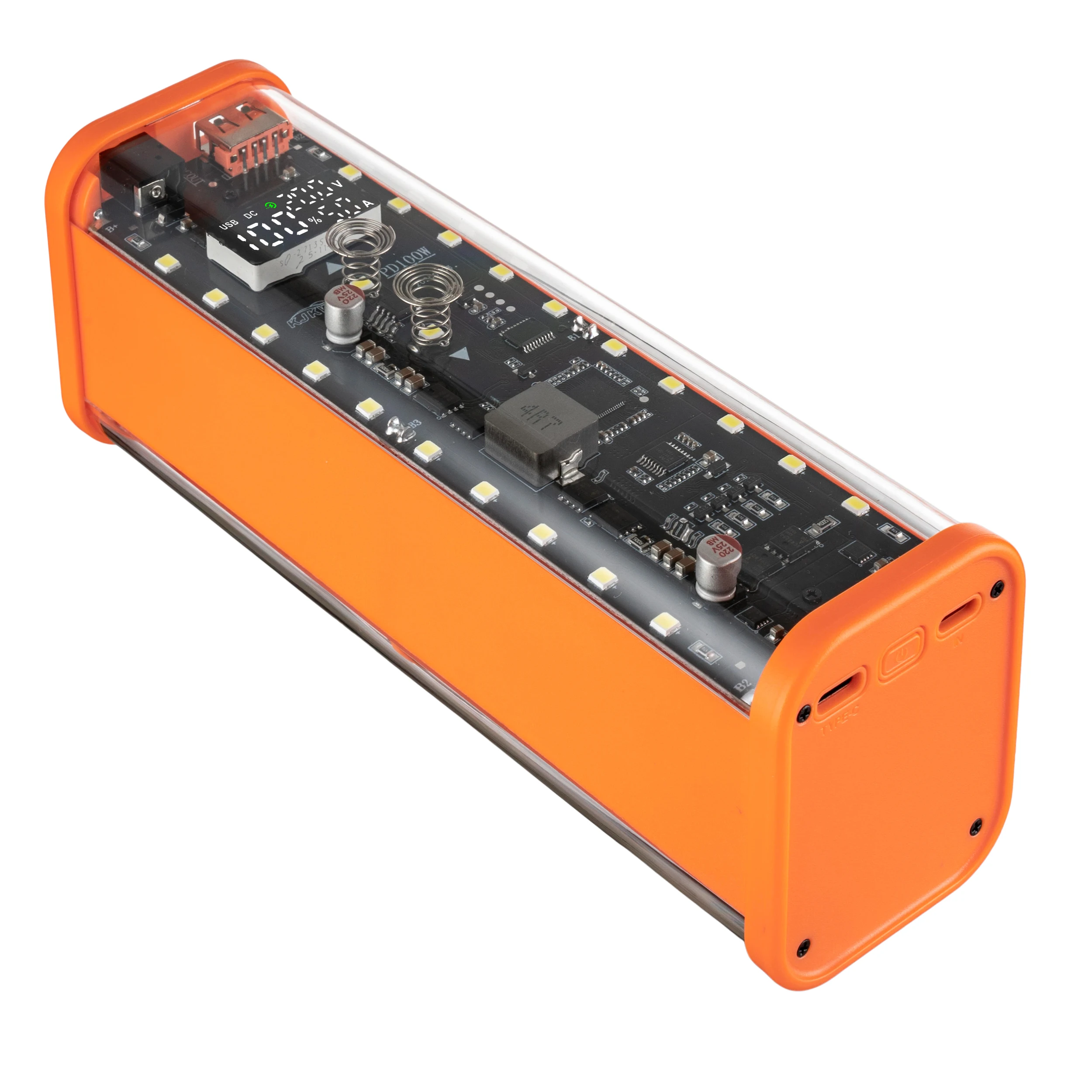 PD 100W Superschnelles Laden 8-Zellen 21700 Batteriehalter Transparentes Powerbank-Gehäuse-Kit mit Touch-Steuerung und DC-Spannungsregelung – Detail 8