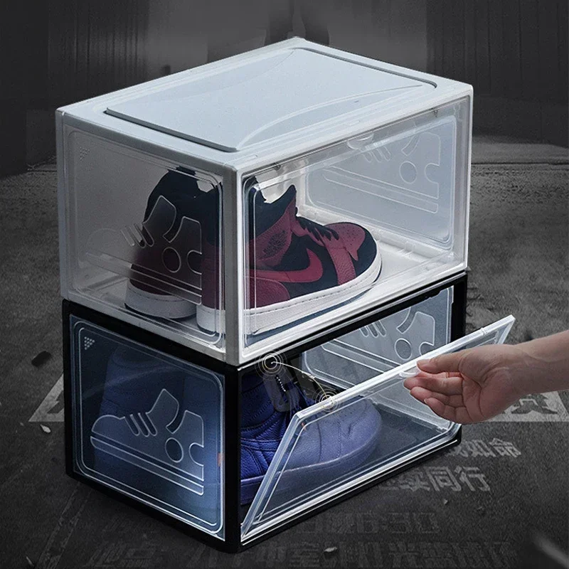 Sneaker Box Transparent Plastic Shoes Case Stackable Cabinet Storage Box Thickened High-top Dustproof Drawer Shoes Organizers