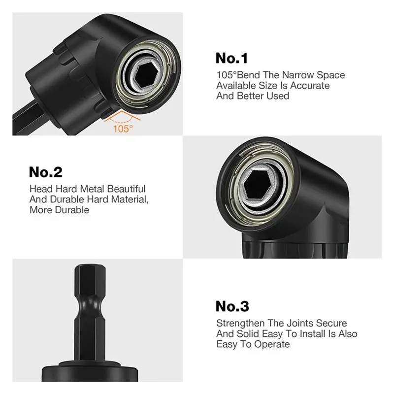 BHTS-24Pcs Right Angle Drill Attachment Set With 105° Angle Drill Adapter And Impact Grade Socket Adapter