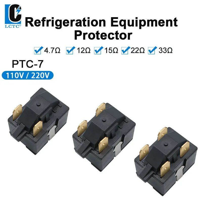 LCTC Fridge Starter Relay PTC-7 Relay For Refrigerator Air Conditioner Condenser Fan Relay Capacitor 4.7/12/15/22/33ohm