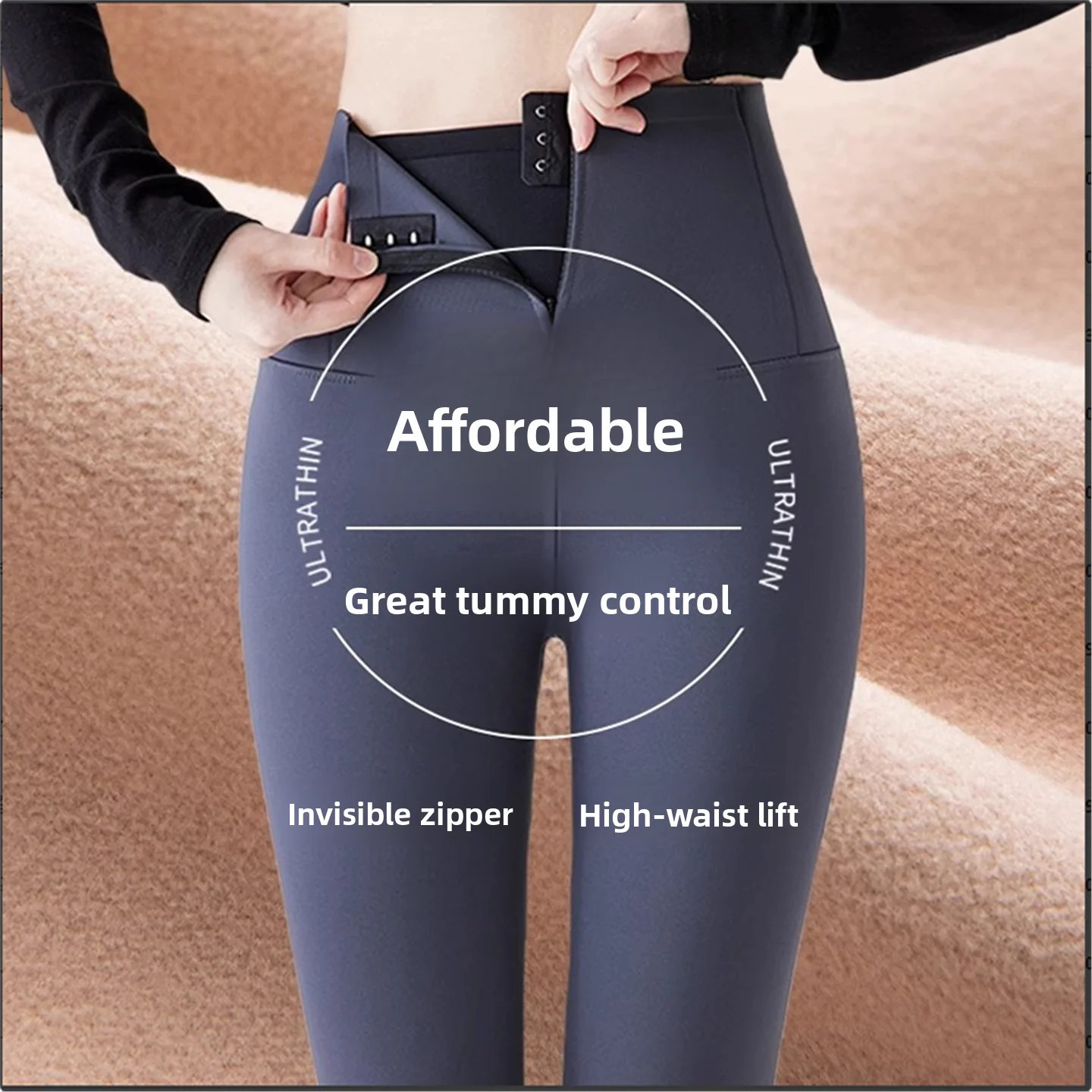 スリムハイウエストジッパー付きアールスキンヨガパンツ レディースベースレイヤーパンツ 春秋用 滑り止め ヒップアップ お腹シェイプ...
