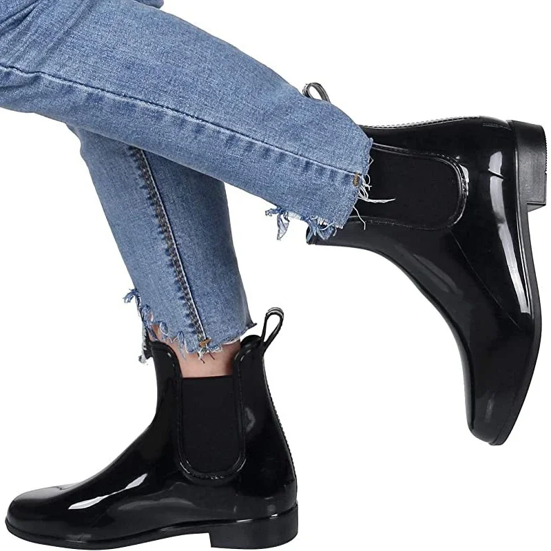 Botas de Mujer, Botas de Mujer con plataforma para exteriores, Botas de lluvia para Mujer, zapatos antideslizantes impermeables para las cuatro estaciones, botas de agua para Mujer