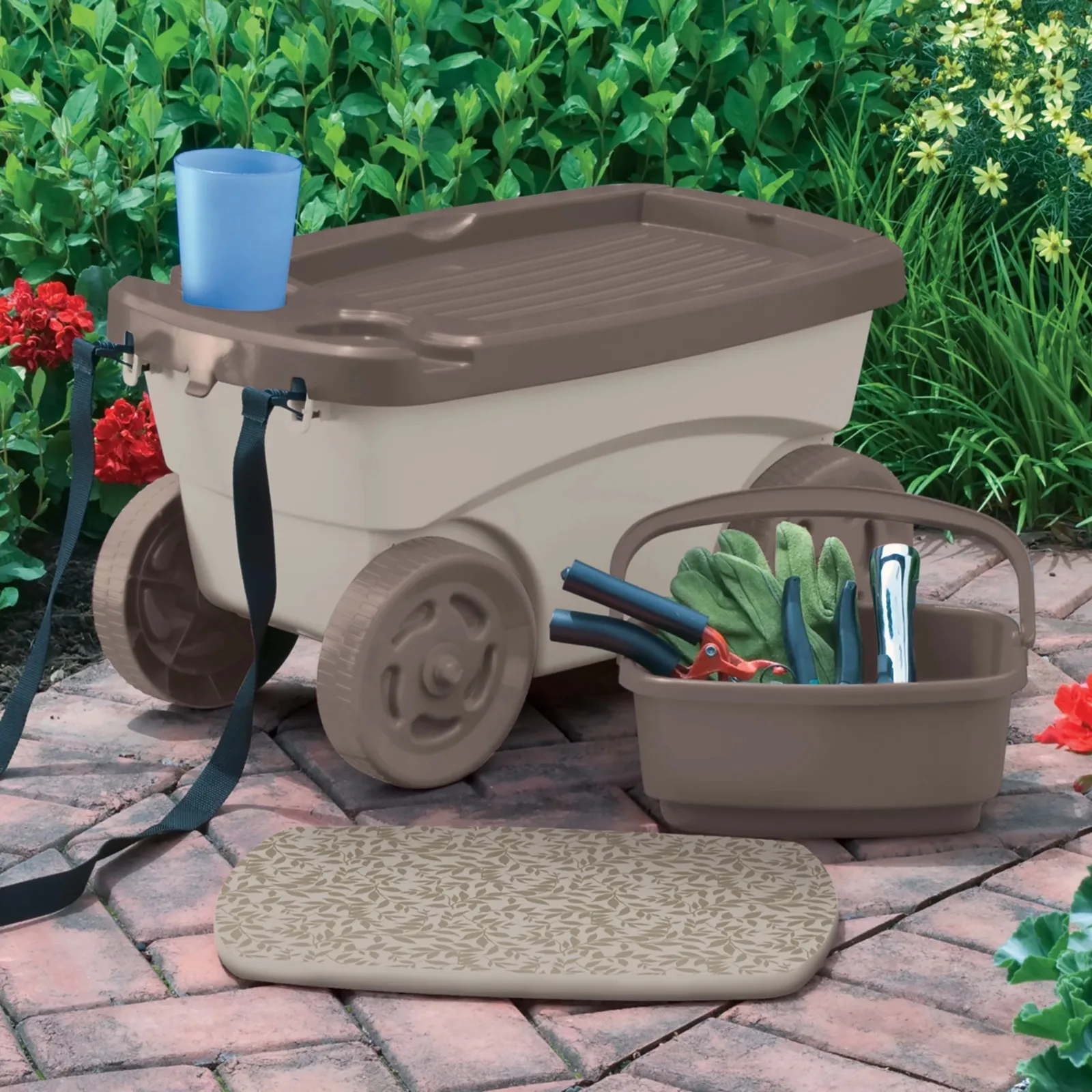 Imagem -04 - Trotinette Exterior do Jardim do Rolamento com Rodas Puxa a Correia Carro de Múltiplos Propósitos Taupe Claro 145 d x 2425 h x 13.5in w o