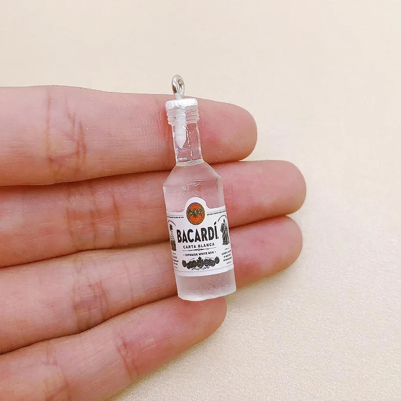 10pcs Mini Alcoholic Drink Bottle Resin Charms Popular Wine Bottles Pendant For Earring Keychain Diy Cute Jewelry Making