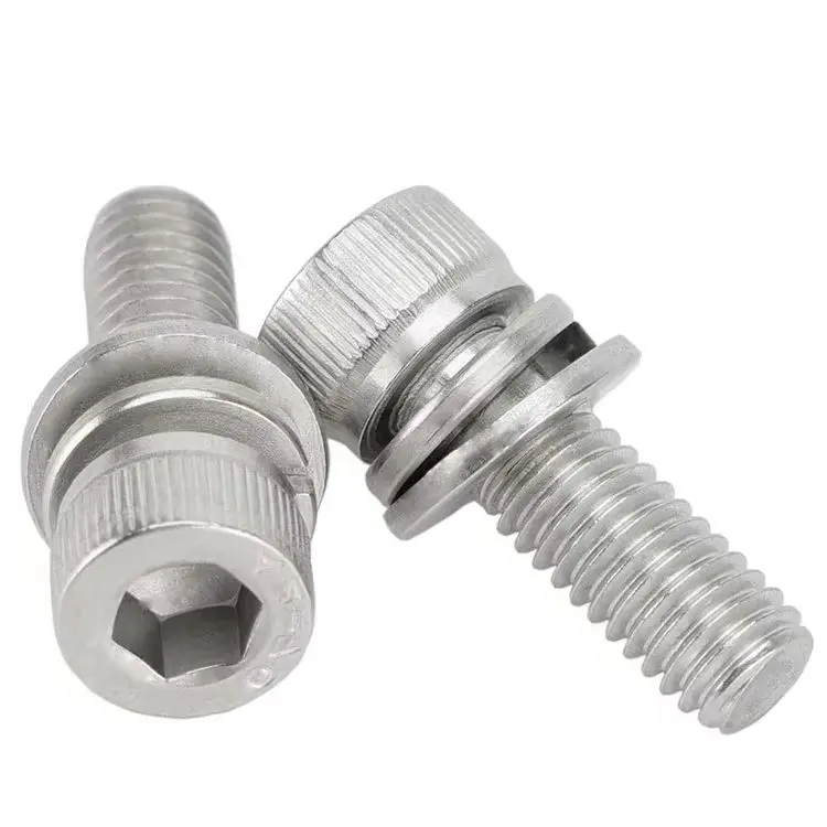 

10set Allen Socket Hex Bolt Set M6 Screws DIN912 Flat Spring Washer Gasket 304 Stainless Steel L=35-60mm 50mm 40mm 55mm