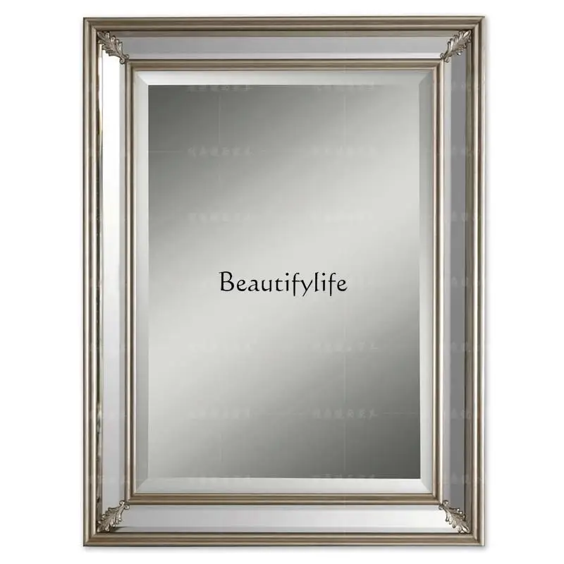 

Decorative mirror carved wooden frame aisle custom classical bathroom mirror