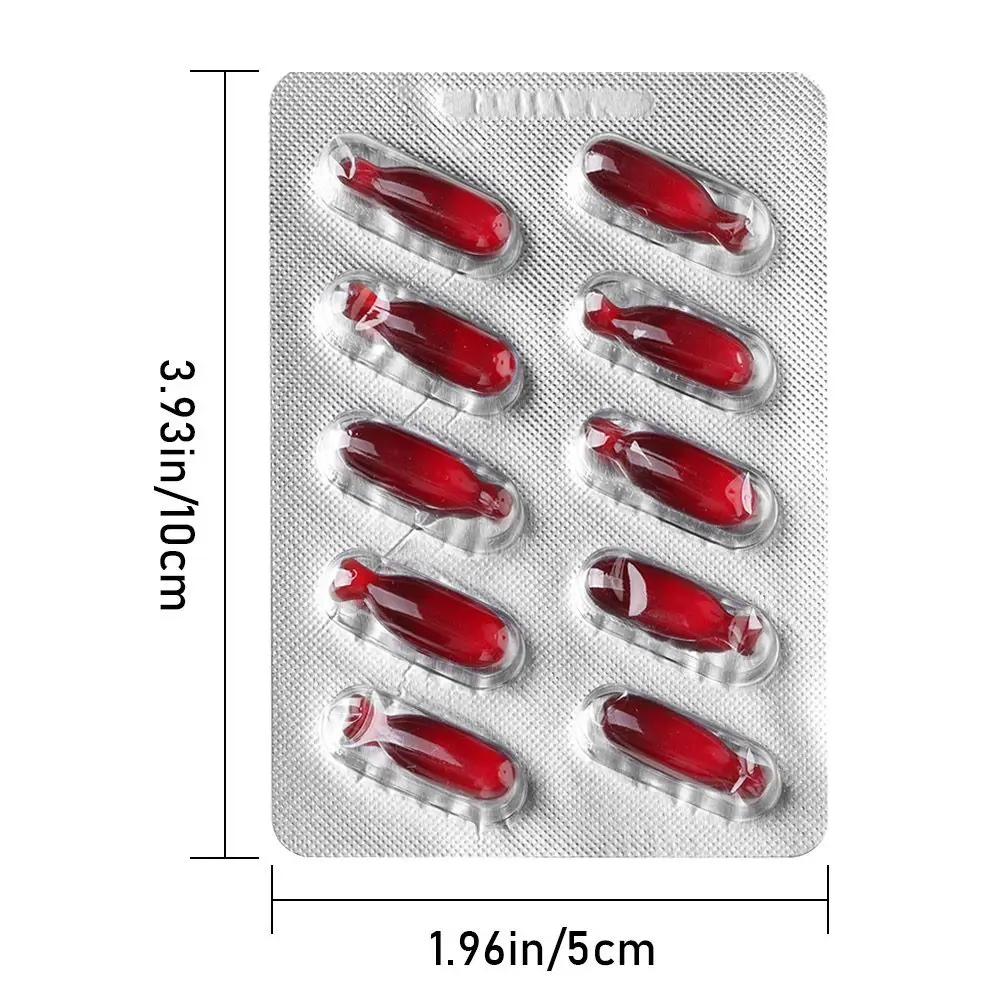 10pcs Fake Blood Pills Prank Toy Hematemesis Capsules Halloween April Fools Day Party Props Funny Scary Vampire Supplies