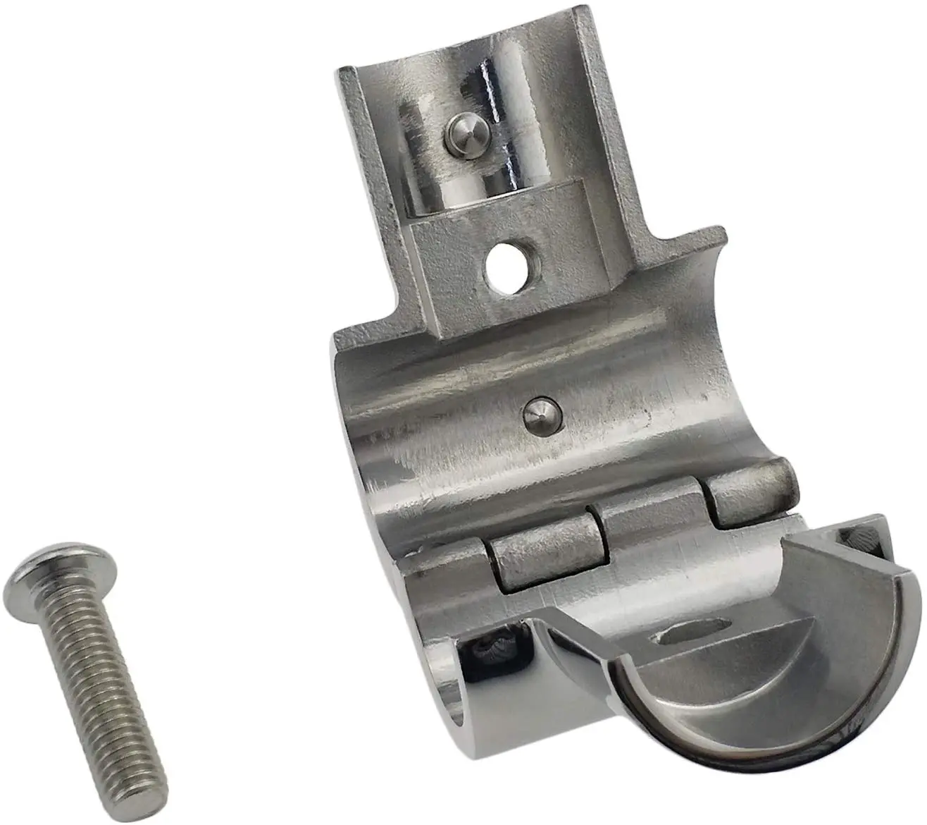 Heavy Duty 316SS Boat Hand Rail Fitting- Polished 90 Degree T/Tee Hinged/Split Fitting 1