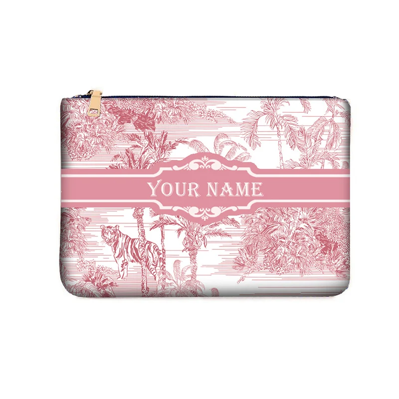 Fashion Customizable Name Women\'s Canvas Clutch makeup bag Purse Party Weekend Vacation Travel Cosmetic Bag Mobile Pouch wallet