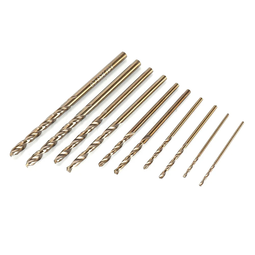 Brocas HSS M35 recubiertas de cobalto, 10 piezas, 1mm, 1,5mm, 2mm, 2,5mm, 3mm, usadas para cortador de agujeros de madera/Metal, taladro de vástago