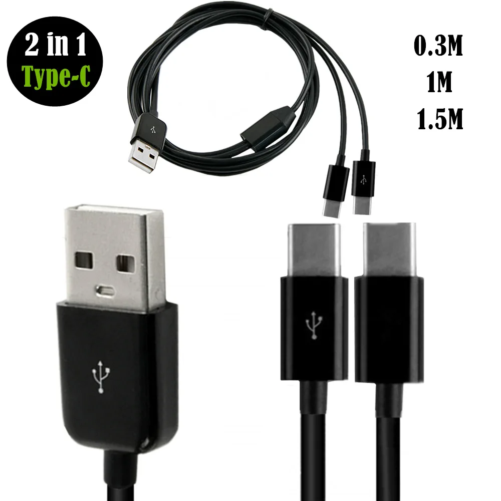 USB 2.0 A Male To 2/3/4 Type-c Male Splitter Y Data Sync and Charge Connector Adapter Cable 0.3m 1m 1.5m