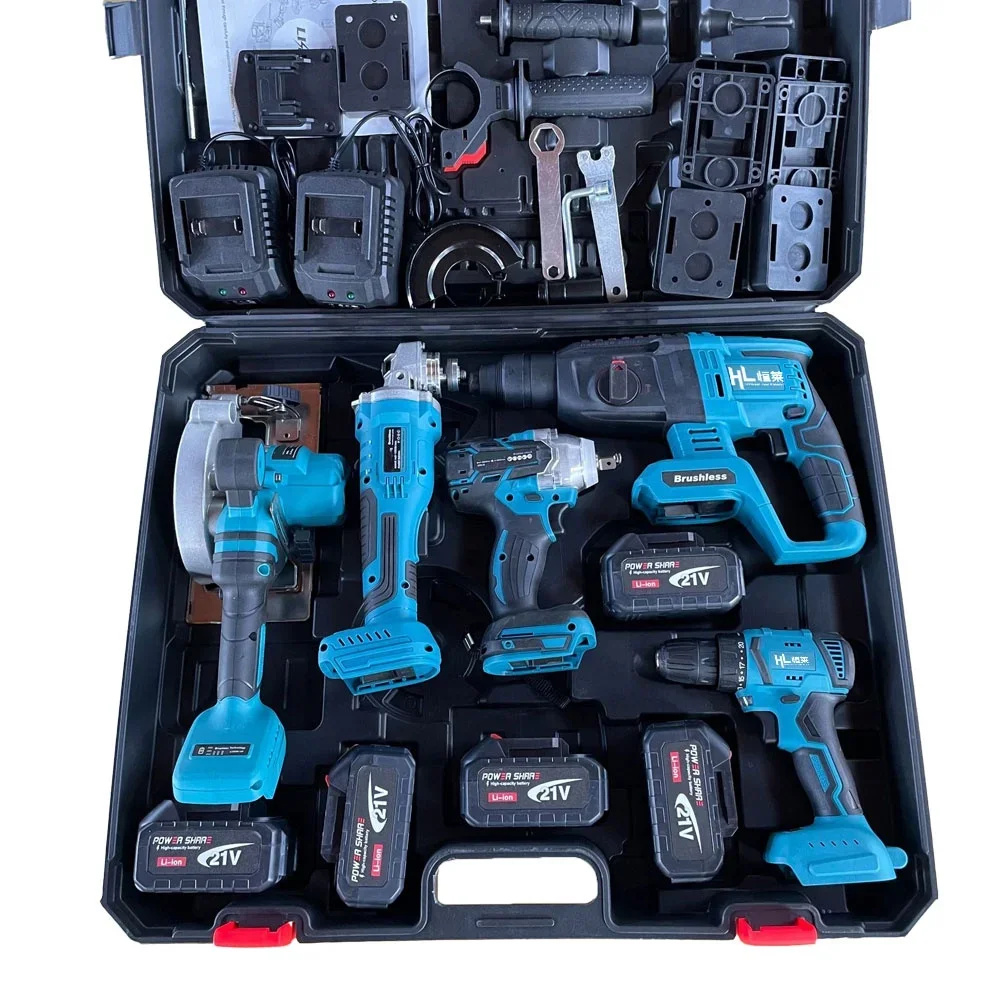 High power multifunctional toolbox with 5  and 2 charging sets portable lithium  multi combination electric tooL