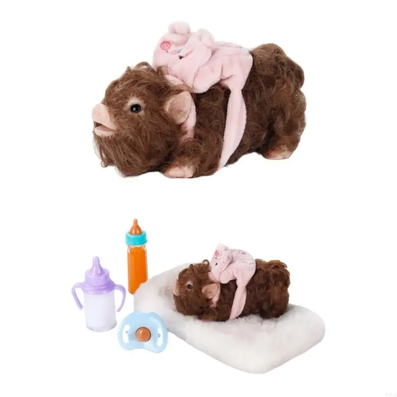 سيليكون مجعد الشعر خنزير لعبة الضغط مع ملحقات التغذية لعبة حسية للأطفال التمريض النشاط الكبار الاسترخاء A2UB #2
