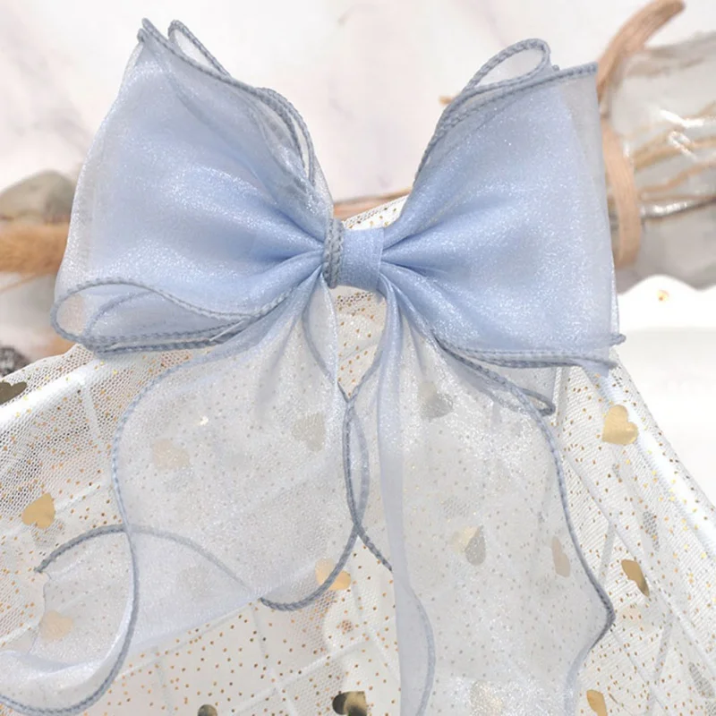 Baby Girls Hairpin Cute Elegant Mesh lLace Bowknot Ribbon Clips With Tassel Decoration Hair Accessories For Party Performance