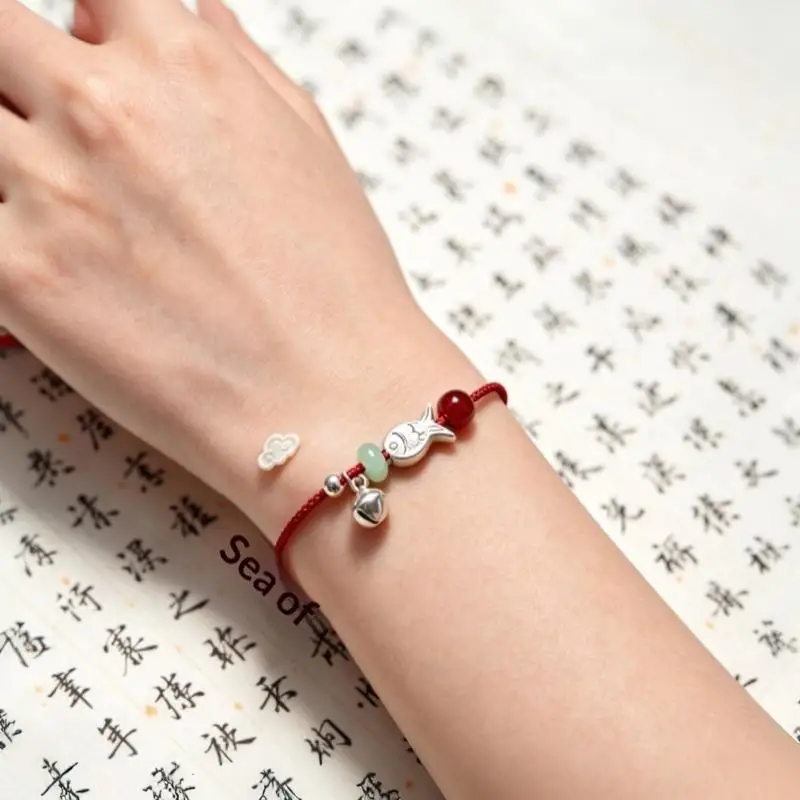 Handmade Lucky Koi Couple Beaded Bracelets Fish Pattern Matching Wrist Jewelry Cute Daily Wear Gift for Valentine's Day