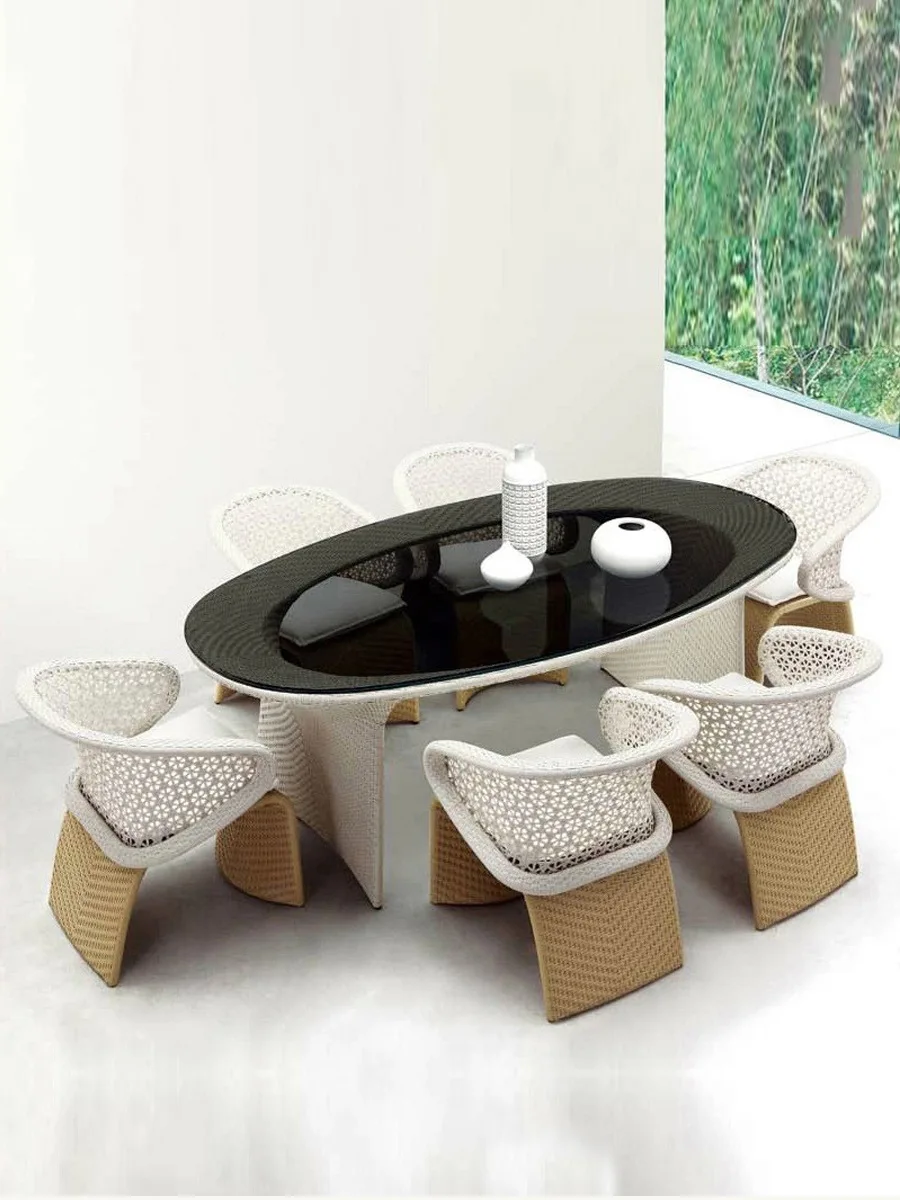

Outdoor tables and chairs three-piece modern minimalist designer garden courtyard balcony hotel engineering rattan sofa
