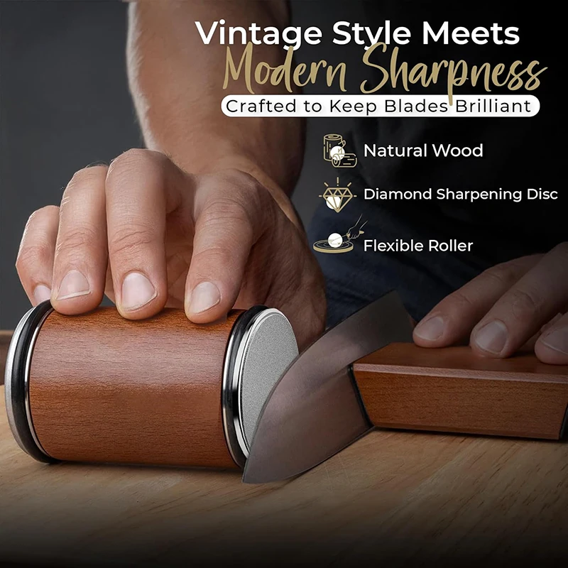 Niiruo Rolling Knife Sharpener Double Sided Diamond Sharpening Stone 15_20° Degree Magnetic Angle Roller Sharpening for Kitchen