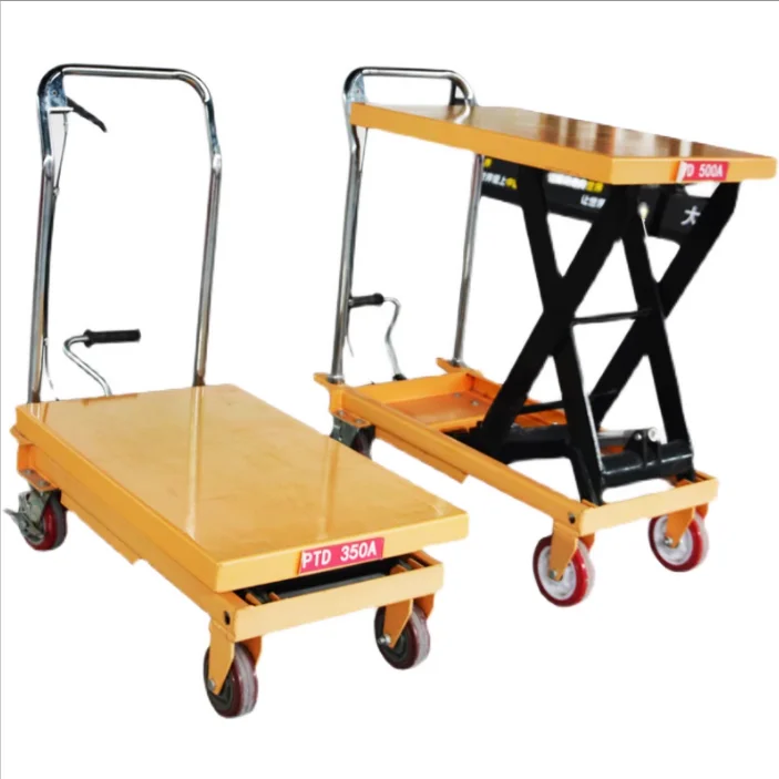 with Simple Scissor Design Efficient Manual Lift Truck Small Movable Manual Hydraulic Scissors Lift Platform Truck