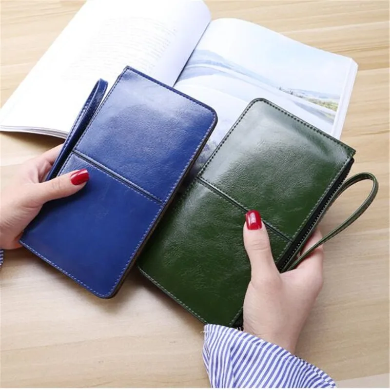 New Fashion Women Office Lady PU Leather Long Purse Clutch Zipper Business Wallet Bag Card Holder portafoglio di grande capacità